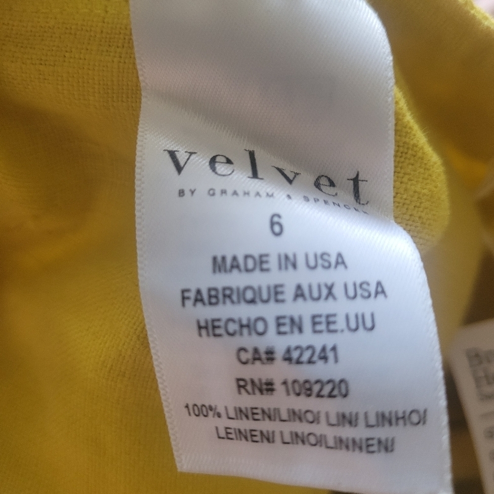 Velvet by Graham & Spencer NWT Yellow Dru Heavy Linen Pant size 6 - Picture 8 of 9